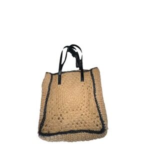 Rachel Zoe Braided Natural Raffia Tassel Tote Bag Beachy Summer Boho EUC